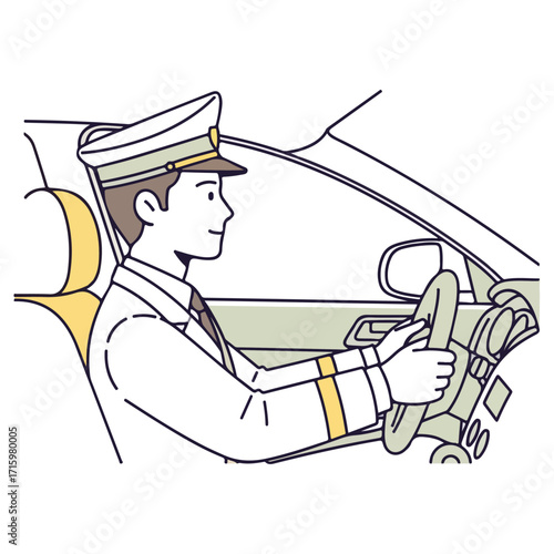 Professional Driver Focused on Driving a Vehicle.
