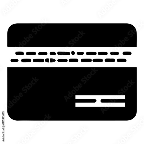 A black credit card with a white border. The card has a white stripe on the bottom and a white stripe on the top