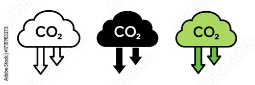 CO2 emissions icon Simple linear vector illustration set stroke, filled and colored concept for web design.