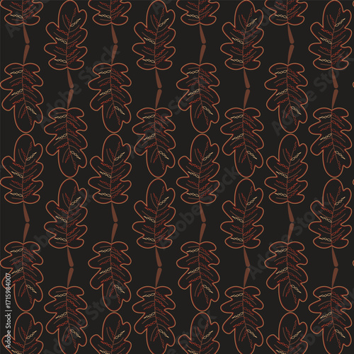 Print autumn_leaves_line_art_pattern_background