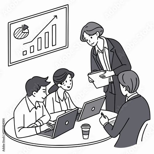 Business Meeting Scene Vector (SVG) with Transparent Background