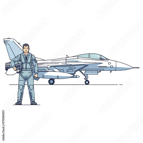 Pilot stands next to a fighter jet ready for flight.