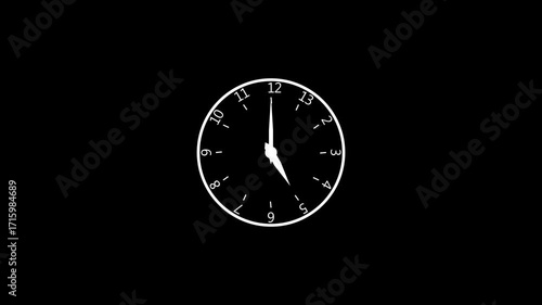 Wallpaper Mural Minimalist white clock face with hands on a black background Torontodigital.ca