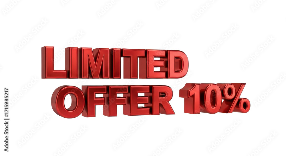 Fototapeta premium Limited Offer 10 percent discount sale isolated PNG with Transparent Background