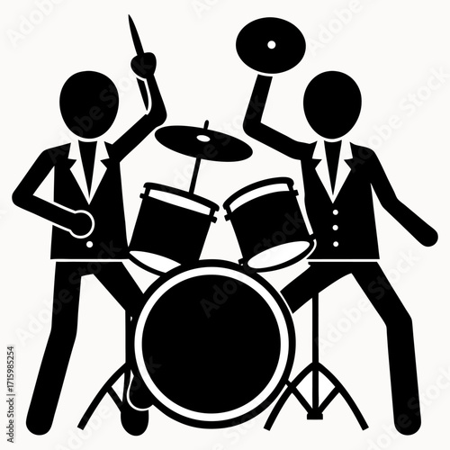 Drummer Silhouette Vector Set – Rock Band Musician Clipart for T-Shirts, Posters & Graphic Design | Editable Drum Kit Art.