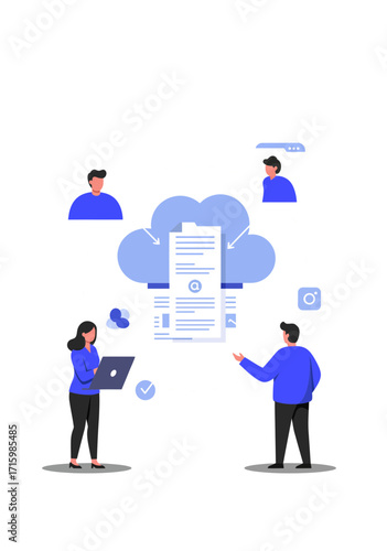 Flat Vector Cloud Computing and Data Sharing Concept