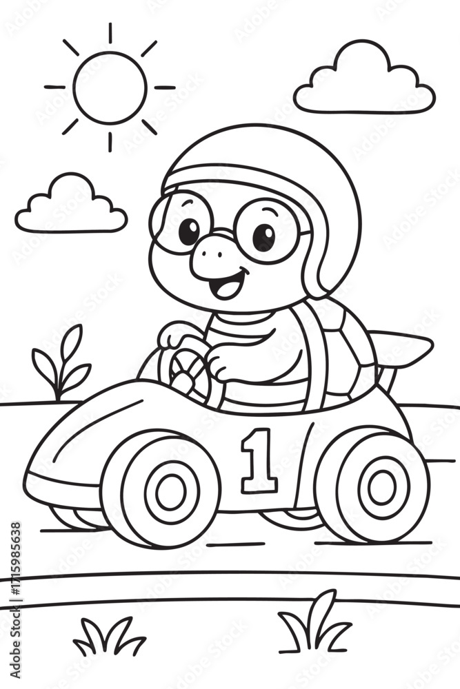 Fototapeta premium Racer Turtle Coloring Page for Kids