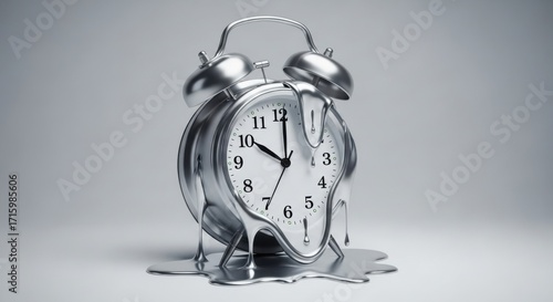 A surreal melting clock with distorted features, creating a visual representation of time distortion and the fluidity of temporal perception