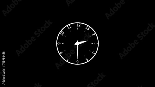 Wallpaper Mural Minimalist white clock face with hands on a black background Torontodigital.ca