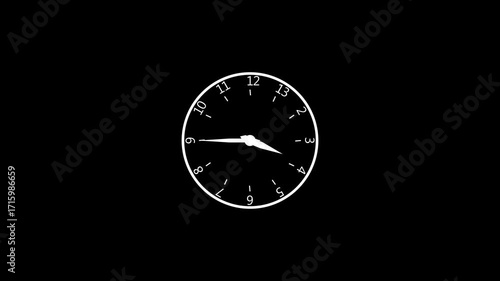 Wallpaper Mural Minimalist white clock face with numbers on black background Torontodigital.ca