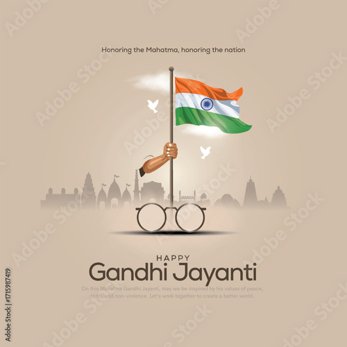 creative vector design for indian gandhi ji jayanti silhouette. 2nd october.