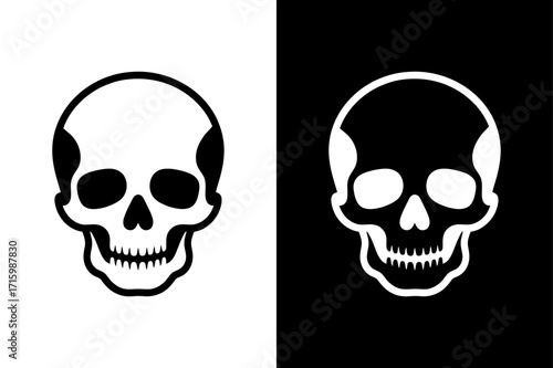 Skull Symbol Icon Vector. Flat Design Black and White Illustration