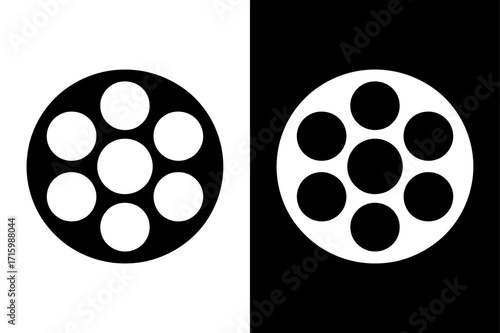 Film Reel Icon Silhouette. Simple Vector Illustration Design in Black and White