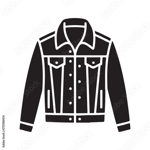 Classic denim jacket trendy wear fashion apparel solid black icon
