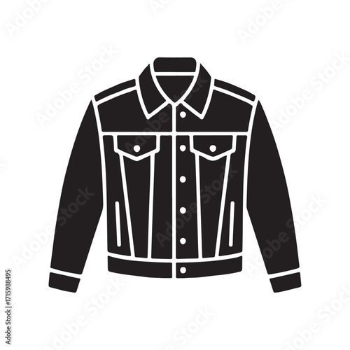 Trendy denim jacket stylish clothing outfit solid black icon
