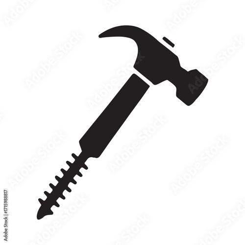 Heavy jackhammer construction tool solid black icon artwork