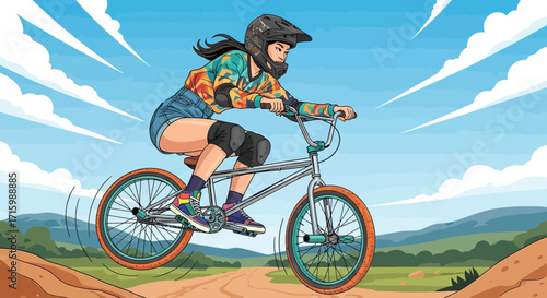 BMX Rider on a Dirt Track, Expressing Freedom and Adventure in Action