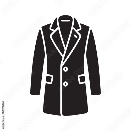 Overcoat fashion outerwear stylish clothing solid black icon design