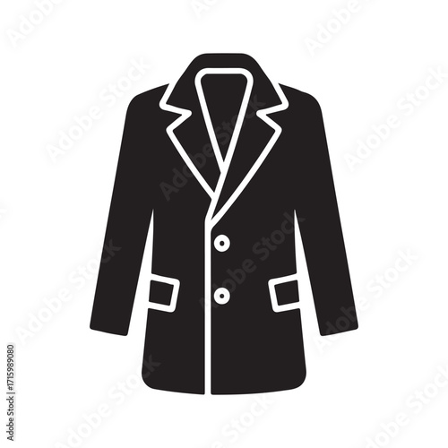 Modern overcoat stylish clothing fashion outfit solid black icon