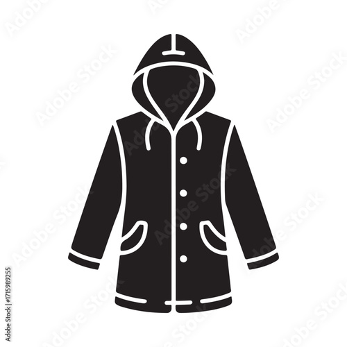 Raincoat waterproof garment trendy fashion solid black icon artwork