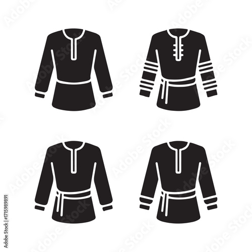 Tunic stylish clothing trendy fashion wear solid icons set