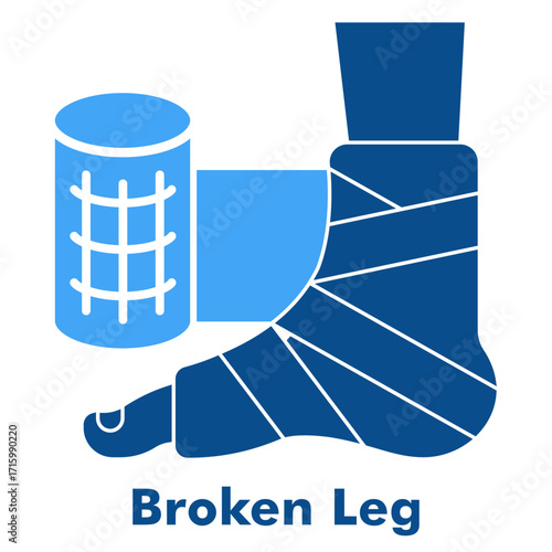 Broken Leg Two Color Glyph Icon Vector Illustration