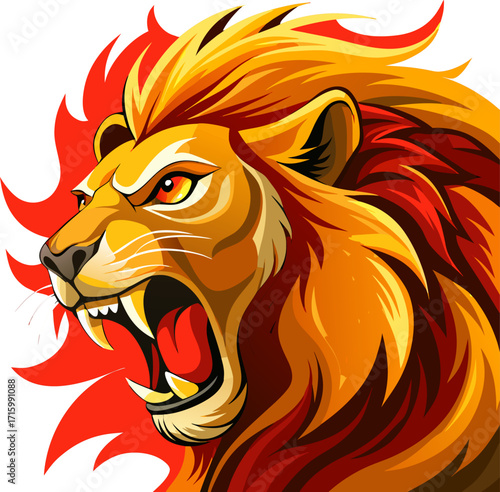 Lion Courageous roar with determination in eyes icon