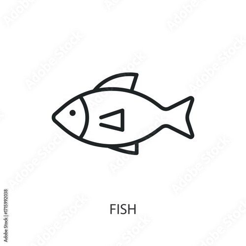 Fish thin line vector icons.