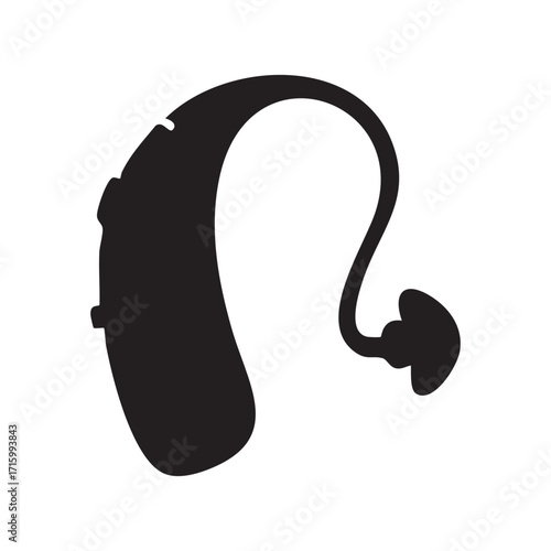 Sleek Black Silhouette of a Hearing Aid Device Promotes Accessibility and Clear Audio