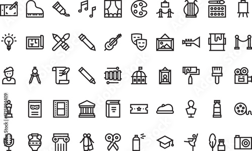 Art and creativity Icons Modern Illustration Symbol Design Template for Web and Mobile UI. Editable Stroke Pictogram for Business Projects and Apps.