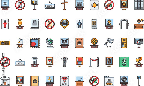 Art and museum Icons Modern Illustration Symbol Design Template for Web and Mobile UI. Editable Stroke Pictogram for Business Projects and Apps.