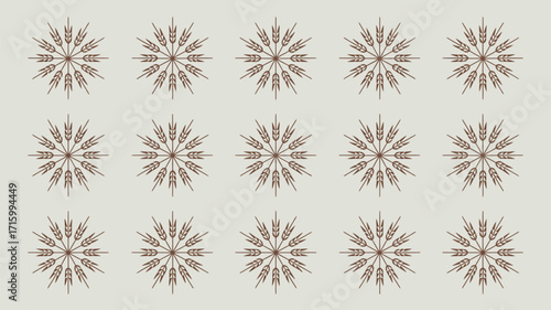 A pattern of wheat stalk designs arranged in rows on a light beige background creating a neat layout