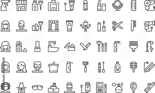 Beauty salon Icons Modern Illustration Symbol Design Template for Web and Mobile UI. Editable Stroke Pictogram for Business Projects and Apps.