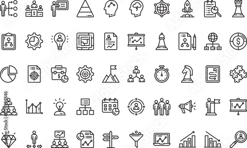 Business strategy and planning Icons Modern Illustration Symbol Design Template for Web and Mobile UI. Editable Stroke Pictogram for Business Projects and Apps.