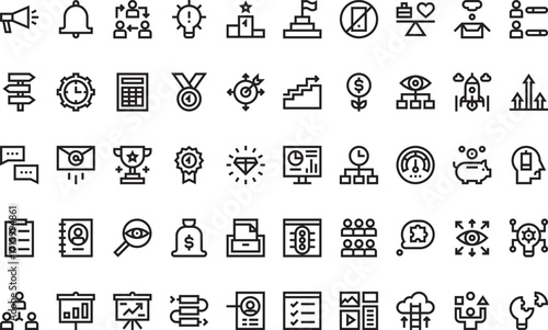 Business productivity and management Icons Modern Illustration Symbol Design Template for Web and Mobile UI. Editable Stroke Pictogram for Business Projects and Apps.