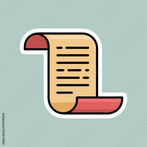 Scroll Icon with Text on Light Teal Background for Design and Communication element