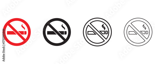no smoking sign with cigarette vector icon, no smoking in restaurant, public place vector, silhouette and line art