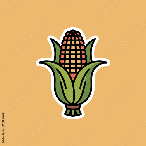 Vibrant Corn Illustration: Fresh Maize on Light Orange Background for Food Design