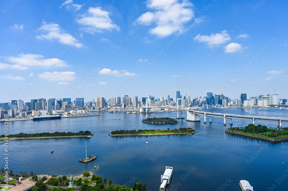 Naklejka premium 日本東京台場からの都市風景