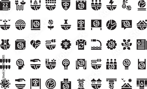 Environmental awareness- Icons Modern Illustration Symbol Design Template for Web and Mobile UI. Editable Stroke Pictogram for Business Projects and Apps.