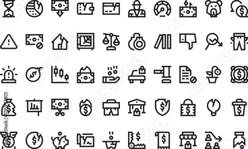 Financial management and planning Icons Modern Illustration Symbol Design Template for Web and Mobile UI. Editable Stroke Pictogram for Business Projects and Apps.