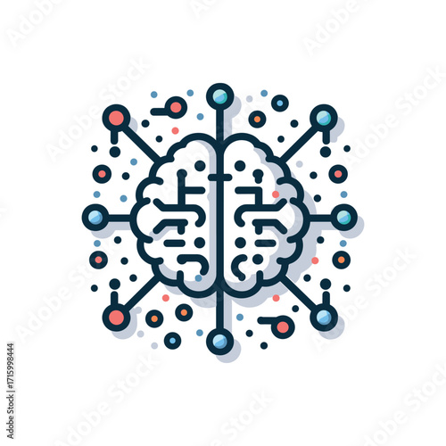 Colorful illustration of a brain with neural connections