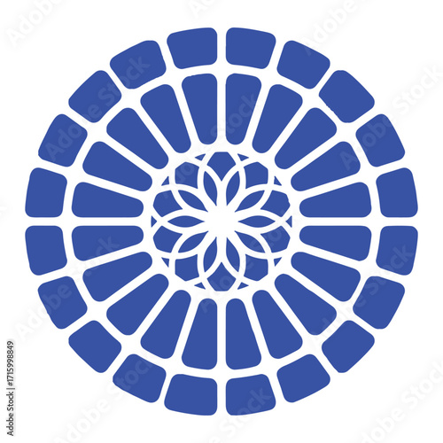 Vector illustration of Blue Rose Window Geometric Pattern