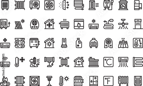 Home heating and cooling systems Icons Modern Illustration Symbol Design Template for Web and Mobile UI. Editable Stroke Pictogram for Business Projects and Apps.