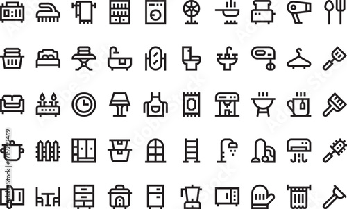Home and kitchen appliances Icons Modern Illustration Symbol Design Template for Web and Mobile UI. Editable Stroke Pictogram for Business Projects and Apps.