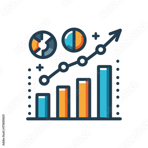 Colorful infographic depicting growth trends and data