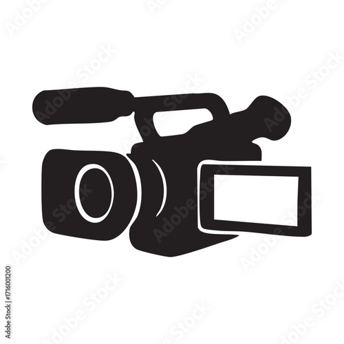 Dynamic Silhouette of a Professional Camcorder Capturing Moments in Time Video Production and Cinematography Equipment