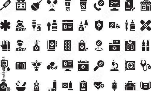 Medical and healthcare Icons Modern Illustration Symbol Design Template for Web and Mobile UI. Editable Stroke Pictogram for Business Projects and Apps.