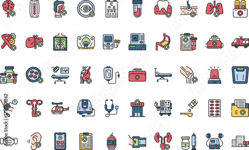 Medical and healthcare- Icons Modern Illustration Symbol Design Template for Web and Mobile UI. Editable Stroke Pictogram for Business Projects and Apps.