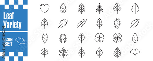 Assorted leaf variety icon set a versatile collection of leaf shapes and styles, perfect for botanical illustrations, natureinspired designs, and eco initiatives